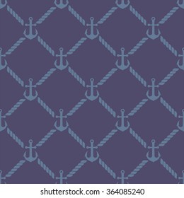 vector illustration pattern depicting anchor and rope in minimal style / vector pattern anchor and rope