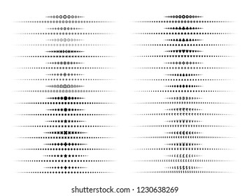Vector illustration of the pattern of dots, symbol, star, polygon to be line on white background.