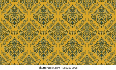 A Vector Illustration of a Pattern Drawing of Floral Tribal Ornament on Fortuna Gold Background