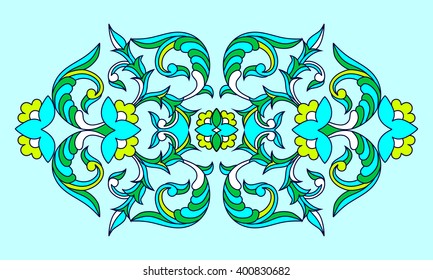 Vector illustration pattern in ethnic national style of Uzbekistan. Template for creating tiles, ceramics, wallpaper, textiles, embroidery.