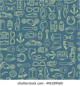Vector illustration pattern of fashion accessories and men clothing style