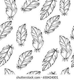 Vector illustration. Pattern feathers.