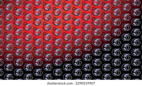 Vector illustration with pattern fill and gradient background in red black color. Pattern fill composed of circles. Circles in different colors and sizes.