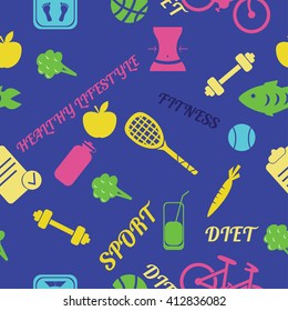 Vector illustration. Pattern fitness icons.
