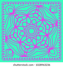 vector illustration. pattern with floral mandala, decorative border. design for print fabric, textile