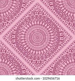 Vector illustration. pattern with floral mandala, decorative seamless ornament. design for print fabric, bandana.