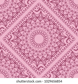 Vector illustration. pattern with floral mandala, decorative seamless ornament. design for print fabric, bandana.