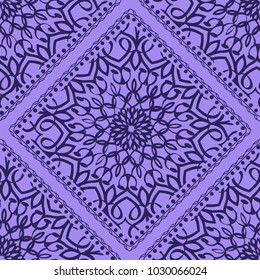 Vector illustration. pattern with floral mandala, decorative seamless ornament. design for print fabric, bandana.