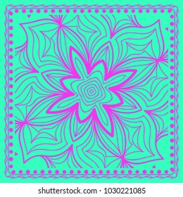 vector illustration. pattern with floral mandala, decorative border. design for print fabric, textile