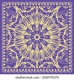 vector illustration. pattern with floral mandala, decorative border. design for print fabric, textile