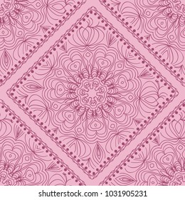 Vector illustration. pattern with floral mandala, decorative seamless ornament. design for print fabric, bandana.