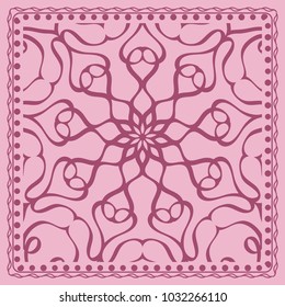 vector illustration. pattern with floral mandala, decorative border. design for print fabric, textile