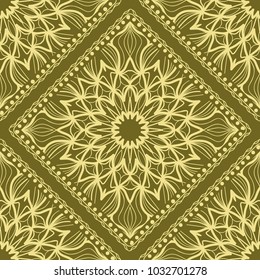Vector illustration. pattern with floral mandala, decorative seamless ornament. design for print fabric, bandana.