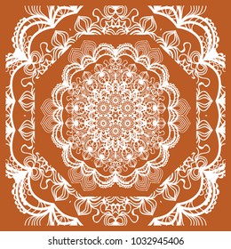 vector illustration. pattern with floral mandala, decorative border. design for print fabric, bandana