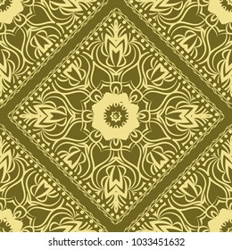 Vector illustration. pattern with floral mandala, decorative seamless ornament. design for print fabric, bandana.