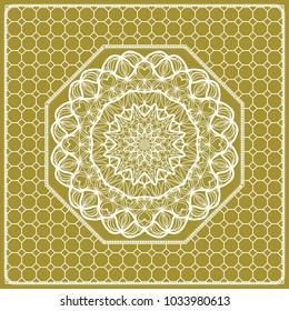 vector illustration. pattern with floral mandala, decorative border. design for print fabric, bandana. pastel silk color