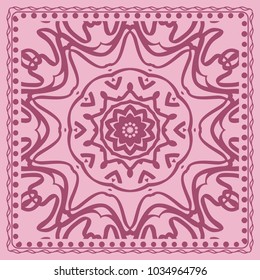 vector illustration. pattern with floral mandala, decorative border. design for print fabric, textile