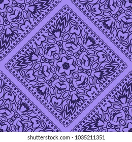 Vector illustration. pattern with floral mandala, decorative seamless ornament. design for print fabric, bandana.