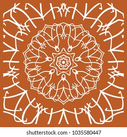 vector illustration. pattern with floral mandala, decorative border. design for print fabric, bandana