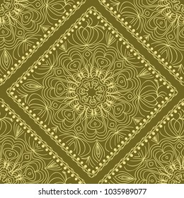 Vector illustration. pattern with floral mandala, decorative seamless ornament. design for print fabric, bandana.