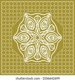 vector illustration. pattern with floral mandala, decorative border. design for print fabric, bandana. pastel silk color