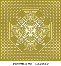 vector illustration. pattern with floral mandala, decorative border. design for print fabric, bandana. pastel silk color