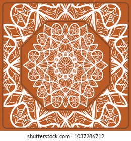 vector illustration. pattern with floral mandala, decorative border. design for print fabric, bandana