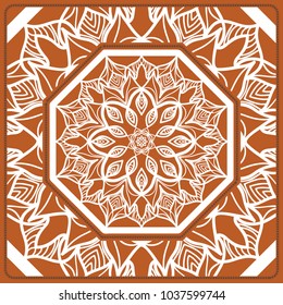 vector illustration. pattern with floral mandala, decorative border. design for print fabric, bandana