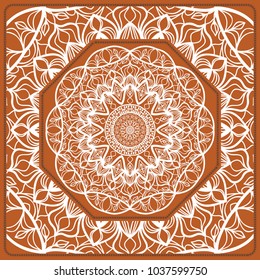 vector illustration. pattern with floral mandala, decorative border. design for print fabric, bandana
