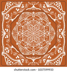 vector illustration. pattern with floral mandala, decorative border. design for print fabric, bandana