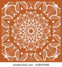 vector illustration. pattern with floral mandala, decorative border. design for print fabric, bandana