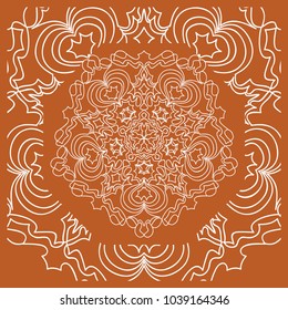 vector illustration. pattern with floral mandala, decorative border. design for print fabric, bandana