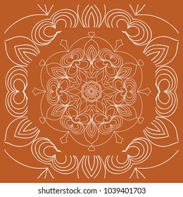 vector illustration. pattern with floral mandala, decorative border. design for print fabric, bandana