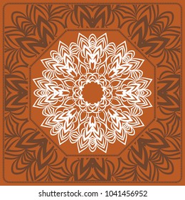 vector illustration. pattern with floral mandala, decorative border. design for print fabric, bandana