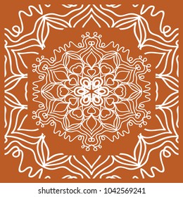 vector illustration. pattern with floral mandala, decorative border. design for print fabric, bandana