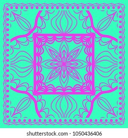 vector illustration. pattern with floral mandala, decorative border. design for print fabric, textile