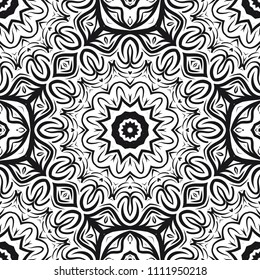 vector illustration. pattern with floral mandala, decorative border. design for print fabric, super bandana.