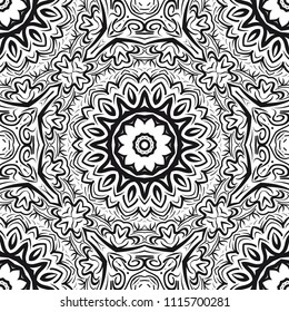 vector illustration. pattern with floral mandala, decorative border. design for print fabric, super bandana.