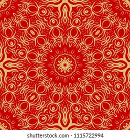vector illustration. pattern with floral mandala, decorative border. design for print fabric, super bandana.