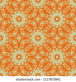 Vector illustration. pattern with floral mandala, decorative seamless ornament. design for print fabric, modern bandana