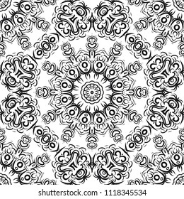 vector illustration. pattern with floral mandala, decorative border. design for print fabric, super bandana.