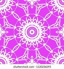 Vector illustration. pattern with floral mandala, decorative seamless ornament. design for print fabric, modern bandana