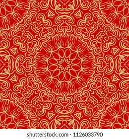 vector illustration. pattern with floral mandala, decorative border. design for print fabric, super bandana.