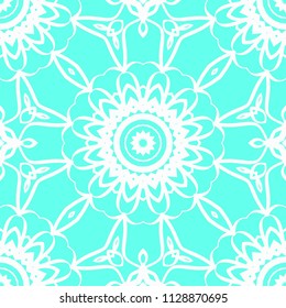 Vector illustration. pattern with floral mandala, decorative seamless ornament. design for print fabric, modern bandana