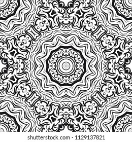 vector illustration. pattern with floral mandala, decorative border. design for print fabric, super bandana.