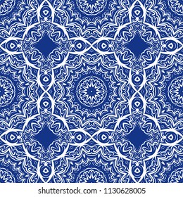 vector illustration. pattern with floral mandala, decorative border. design for print fabric, super oracul bandana.