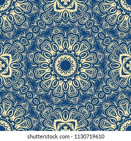 vector illustration. pattern with floral mandala, decorative border. design for print fabric, super bandana.