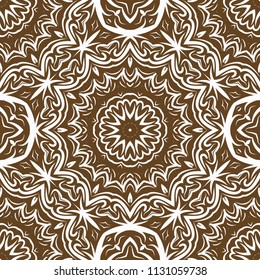 vector illustration. pattern with floral mandala, decorative border. design for print fabric, super bandana.