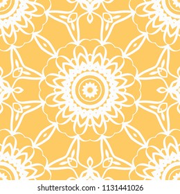 Vector illustration. pattern with floral mandala, decorative seamless ornament. design for print fabric, modern bandana