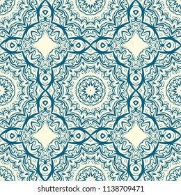 vector illustration. pattern with floral mandala, decorative border. design for print fabric, super fantastic bandana.
